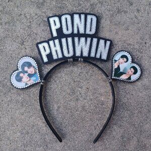 Pond Phuwin Headband Thai BL Actor Rhinestone Picture Hair Banner Handmade